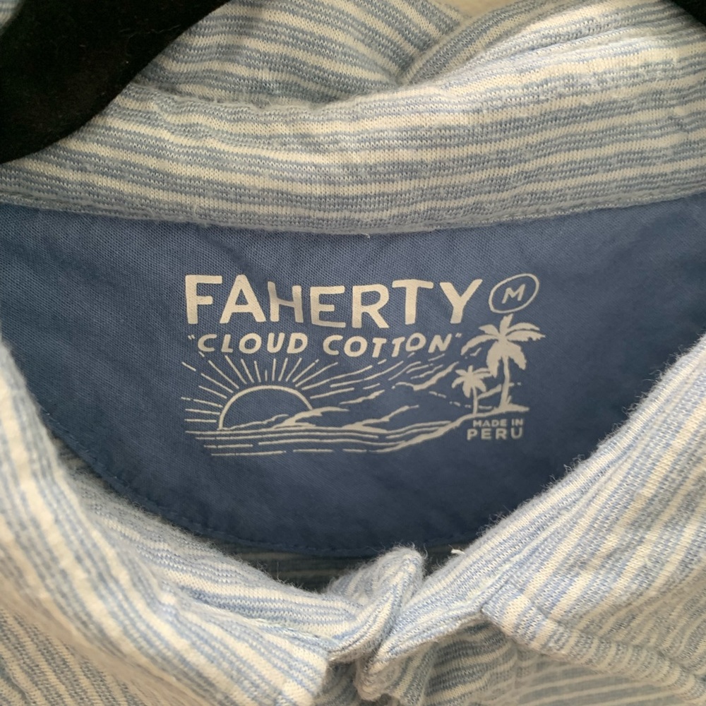 Faherty Cloud Collection Blue Polo, Size Medium - image 2